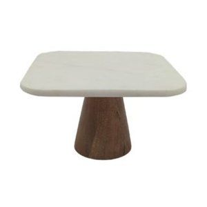 Marble & Mango Wood 1 Tier Cake Stand NWT